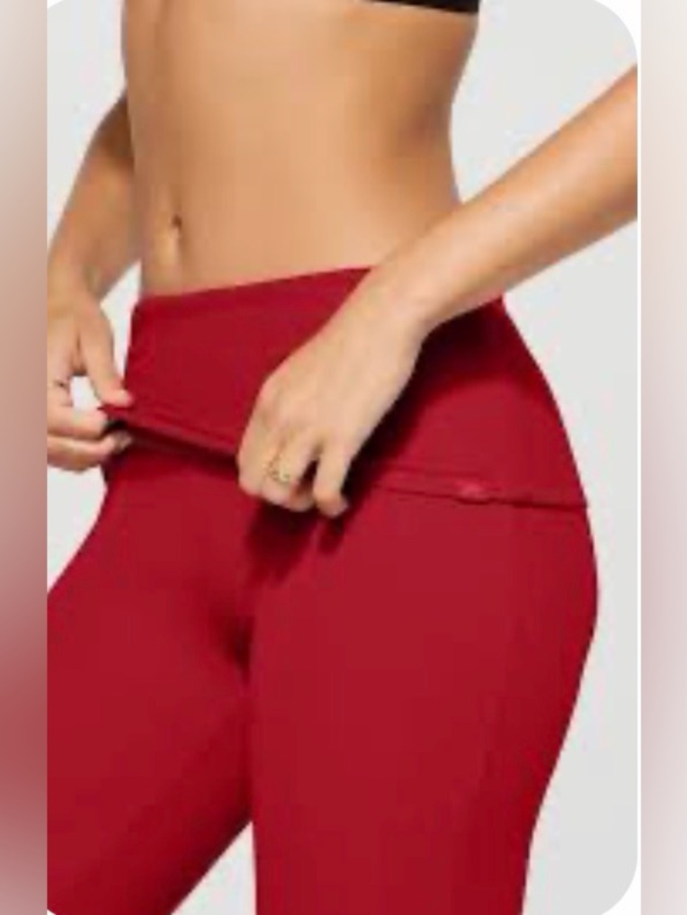 Fabletics Soft Rib Foldover Red Capri Leggings